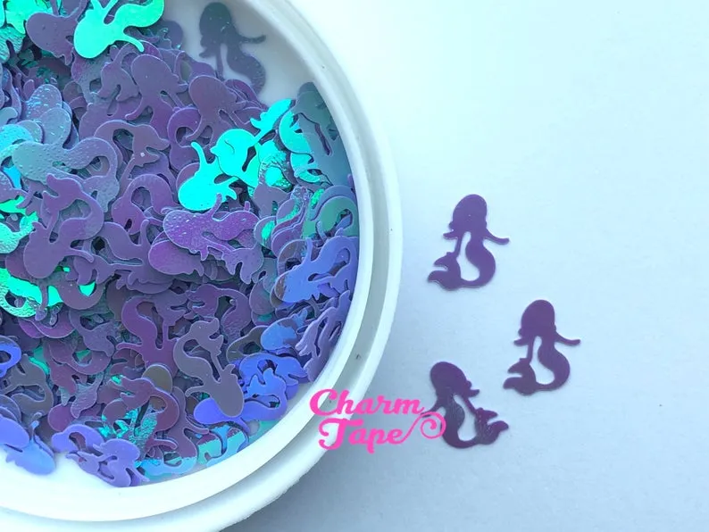 Iridescent Mermaid Loose glitters Confetti 12x9mm Party Decor UV resin, Laser cut out