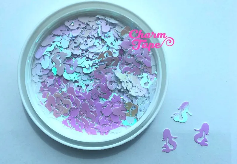 Iridescent Mermaid Loose glitters Confetti 12x9mm Party Decor UV resin, Laser cut out