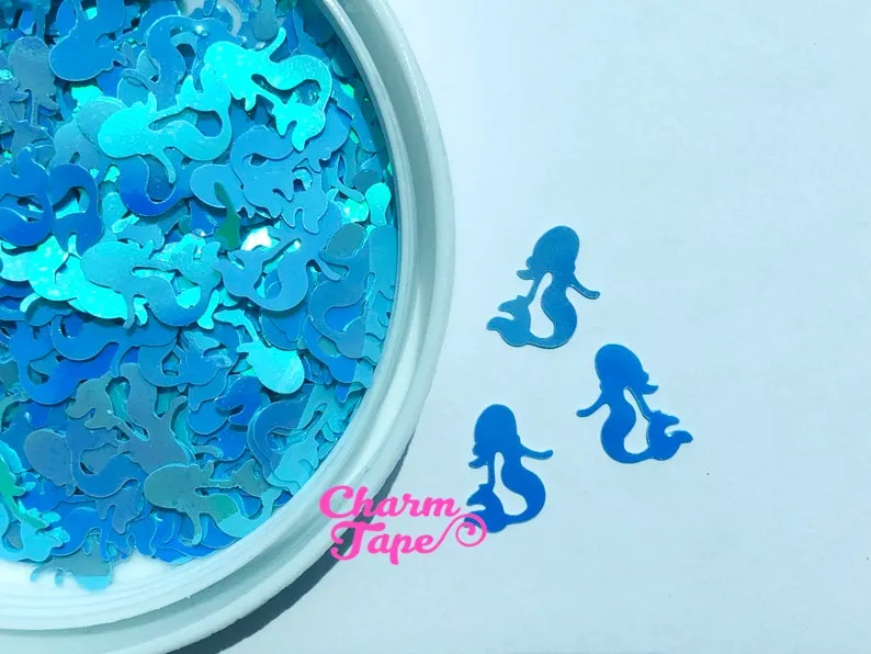 Iridescent Mermaid Loose glitters Confetti 12x9mm Party Decor UV resin, Laser cut out