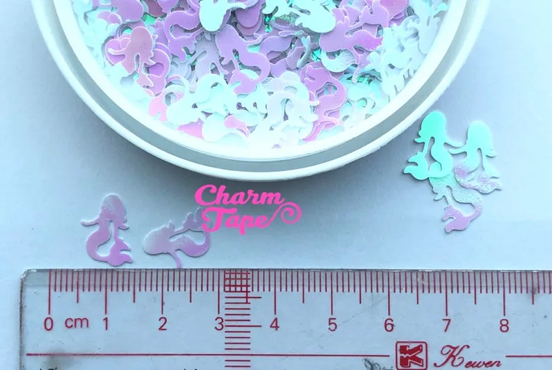 Iridescent Mermaid Loose glitters Confetti 12x9mm Party Decor UV resin, Laser cut out