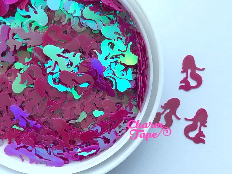 Iridescent Mermaid Loose glitters Confetti 12x9mm Party Decor UV resin, Laser cut out