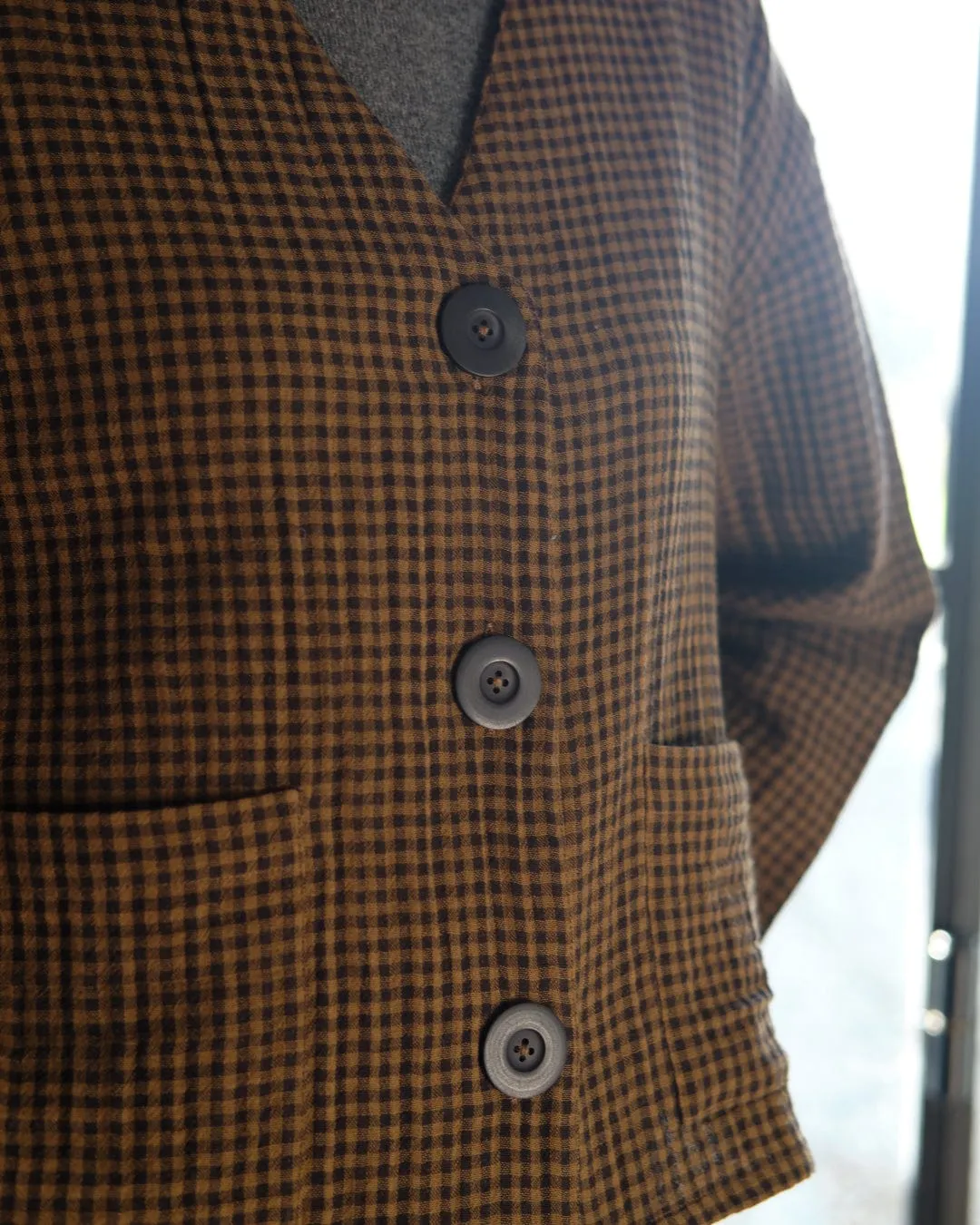 Irma Relaxed Cotton Blouse | Olive Check