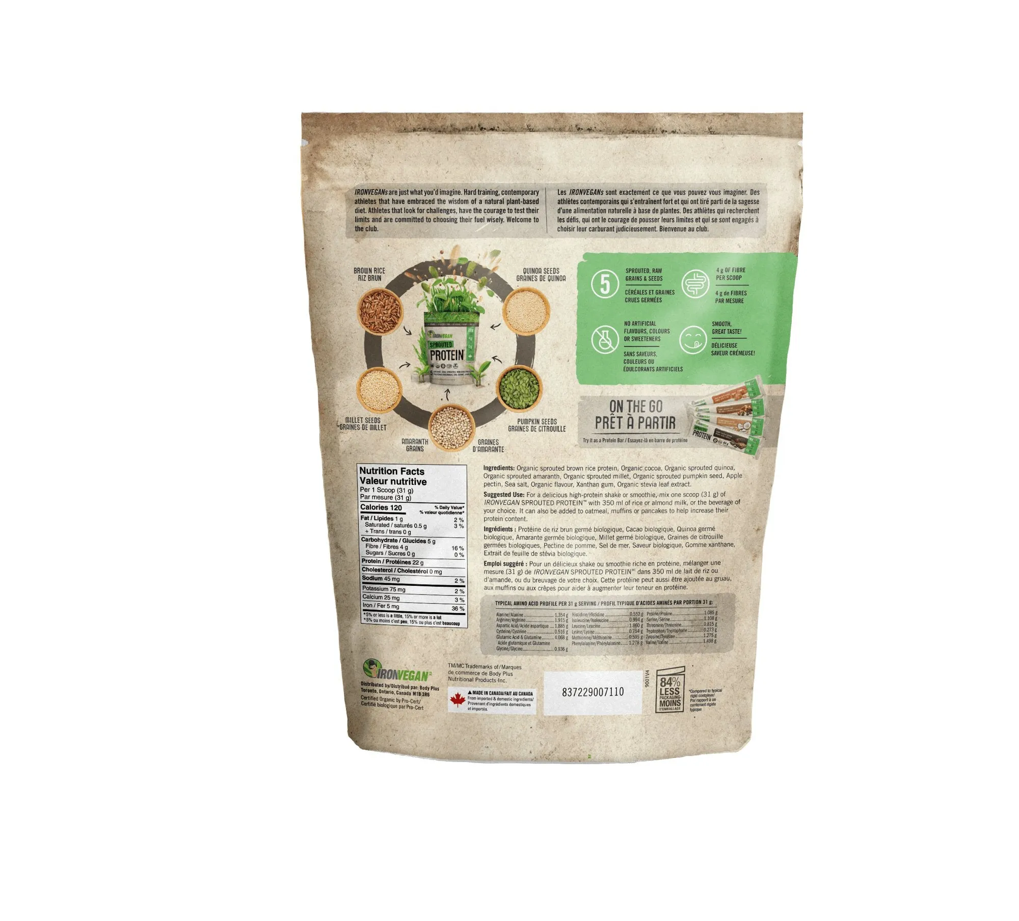 Iron Vegan Sprouted Protein - Natural Chocolate 1 kg