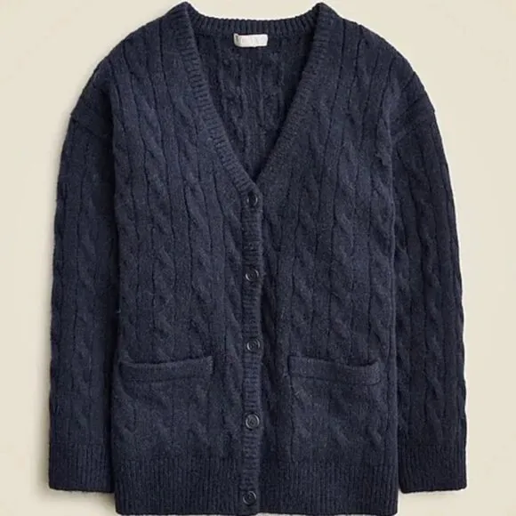 J. Crew Relaxed cable-knit cardigan M/L