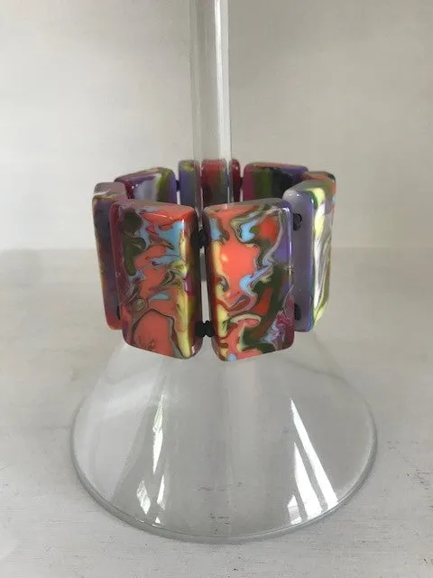 Jackie Brazil Colorful Rectangle Stretch Bracelet
