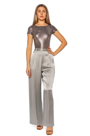 Jade Satin Relaxed Pleated Pant