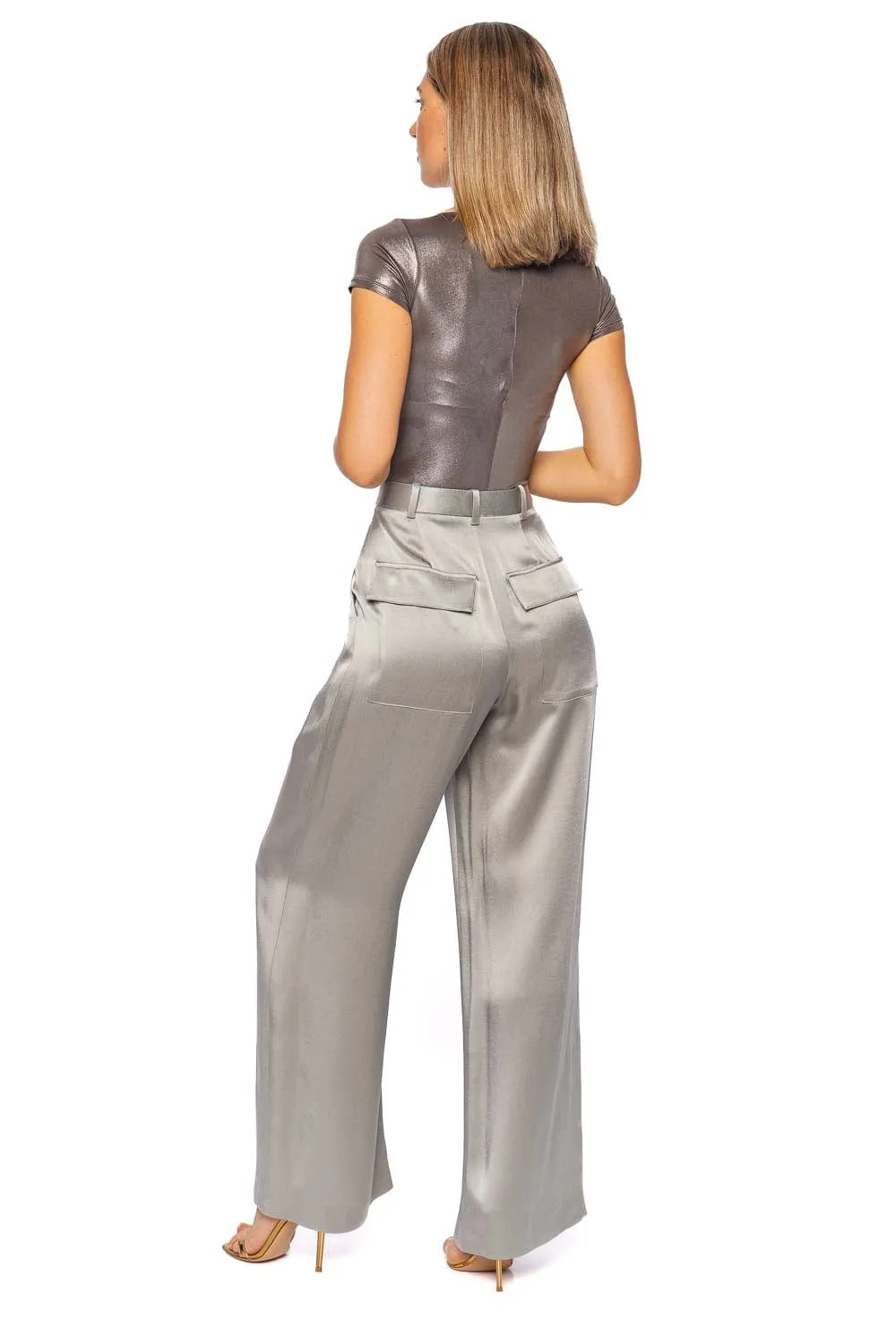 Jade Satin Relaxed Pleated Pant