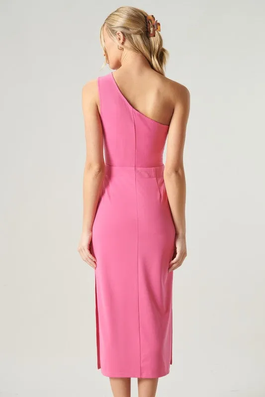 Jesslyn Cut Out One Shoulder Midi Dress