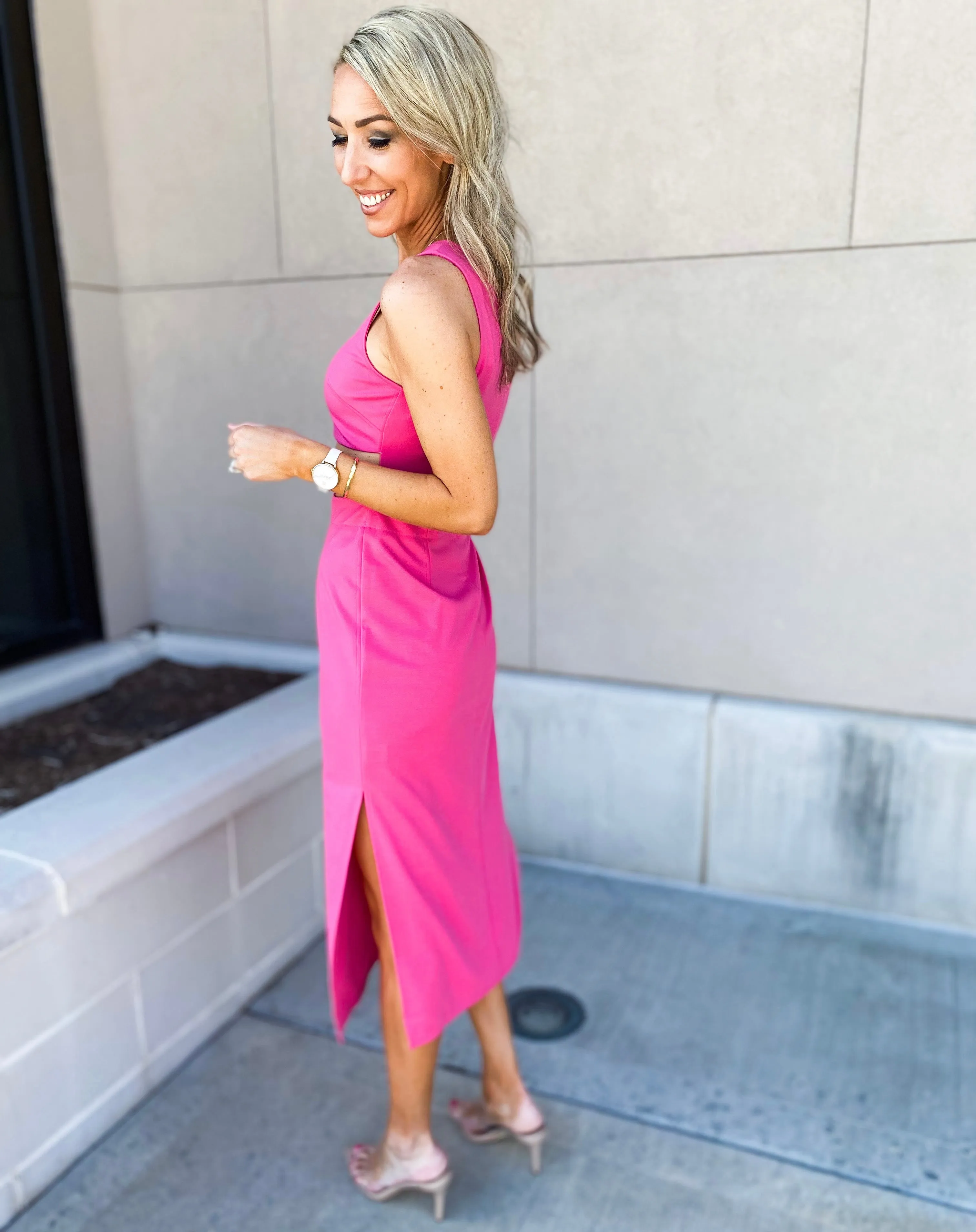 Jesslyn Cut Out One Shoulder Midi Dress