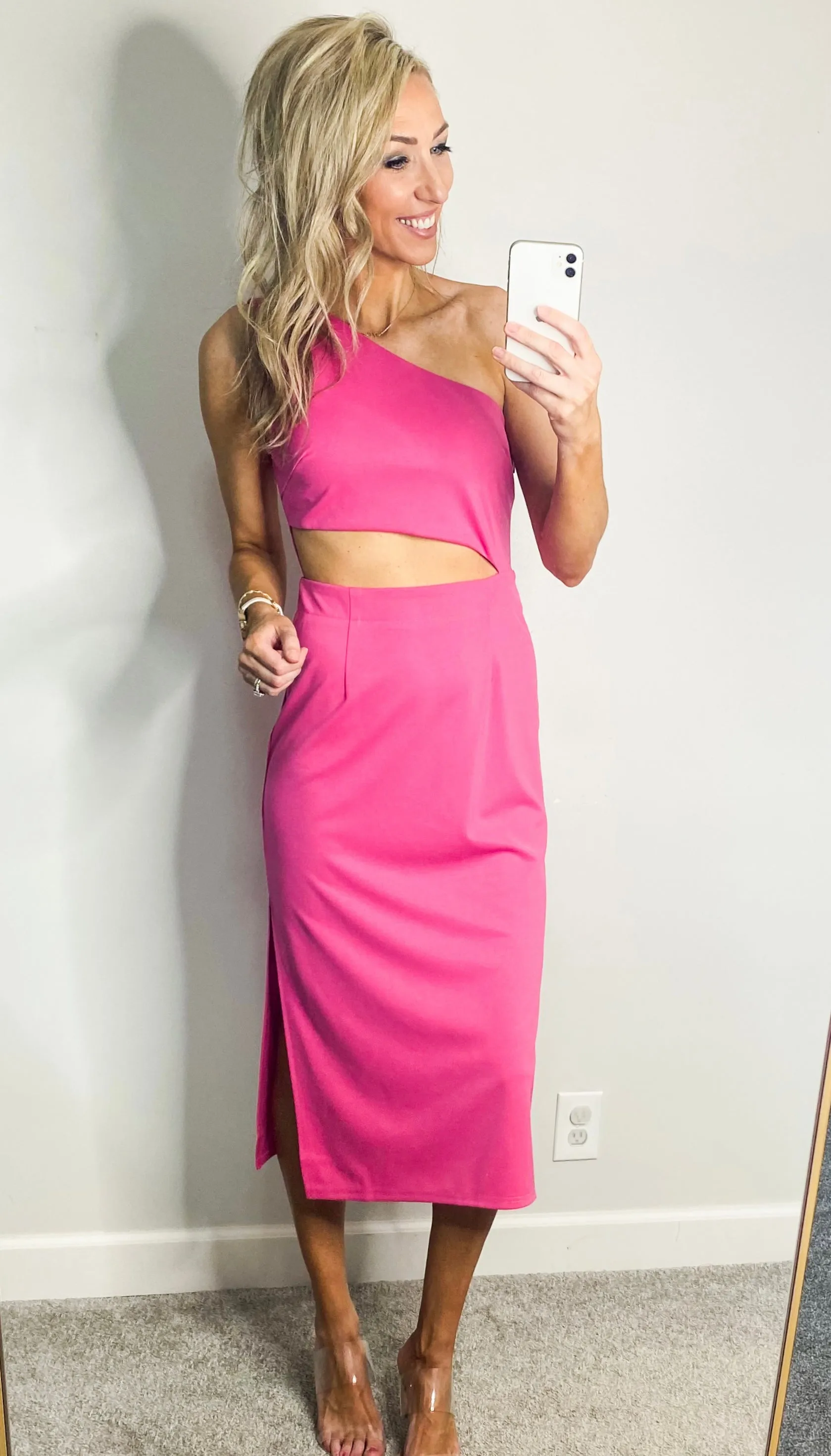 Jesslyn Cut Out One Shoulder Midi Dress