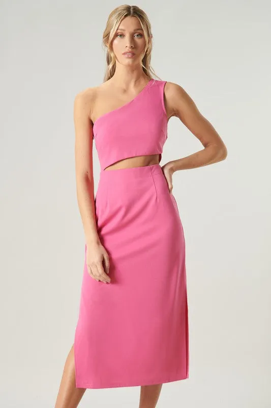 Jesslyn Cut Out One Shoulder Midi Dress