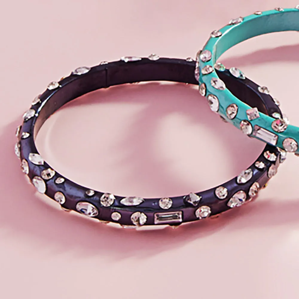 Jet Black Multi Stone Fun Fashion Bangle Bracelet | Outfit of Choice Jewelry |  628516