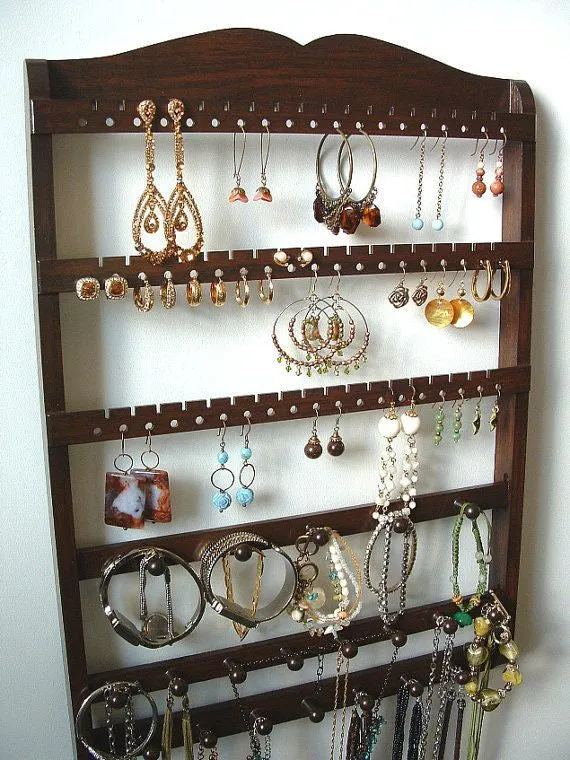 Jewelry Holder Combo Organizer Cocoa Brown Oak