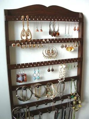 Jewelry Holder Combo Organizer Cocoa Brown Oak