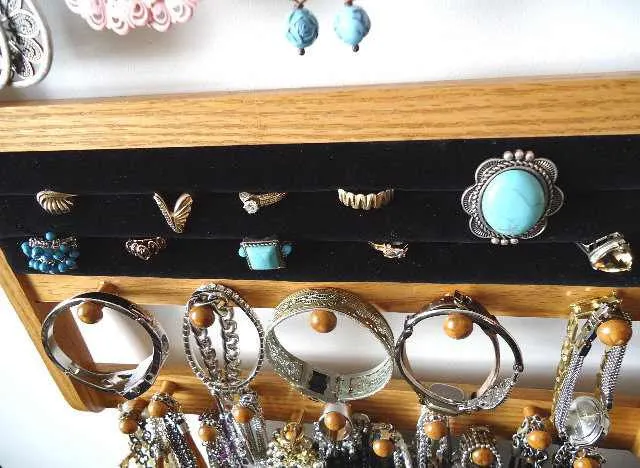 Jewelry Organizer Ring Holder Honey Oak