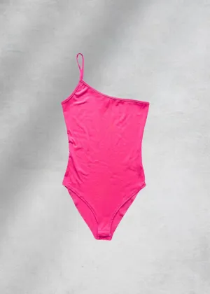 June One-Shoulder Bodysuit - Neon Pink