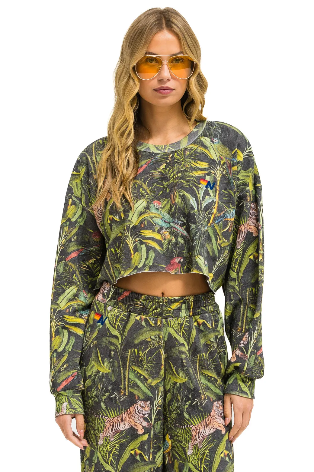 JUNGLE CROPPED CREW SWEATSHIRT RELAXED - VINTAGE CHARCOAL