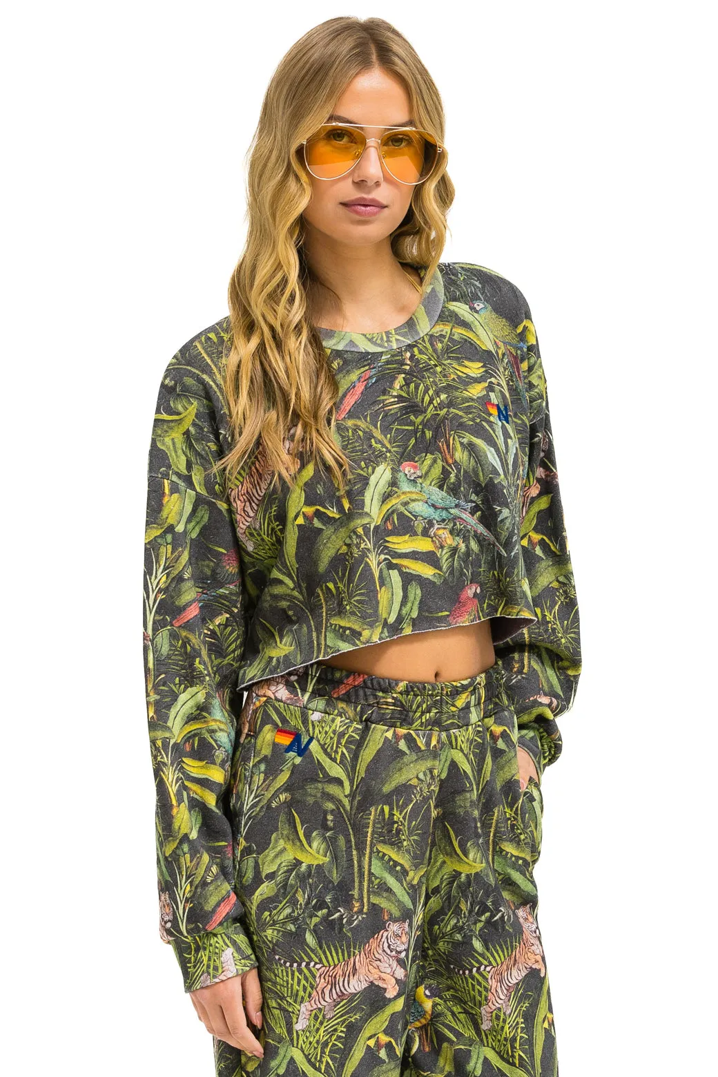 JUNGLE CROPPED CREW SWEATSHIRT RELAXED - VINTAGE CHARCOAL