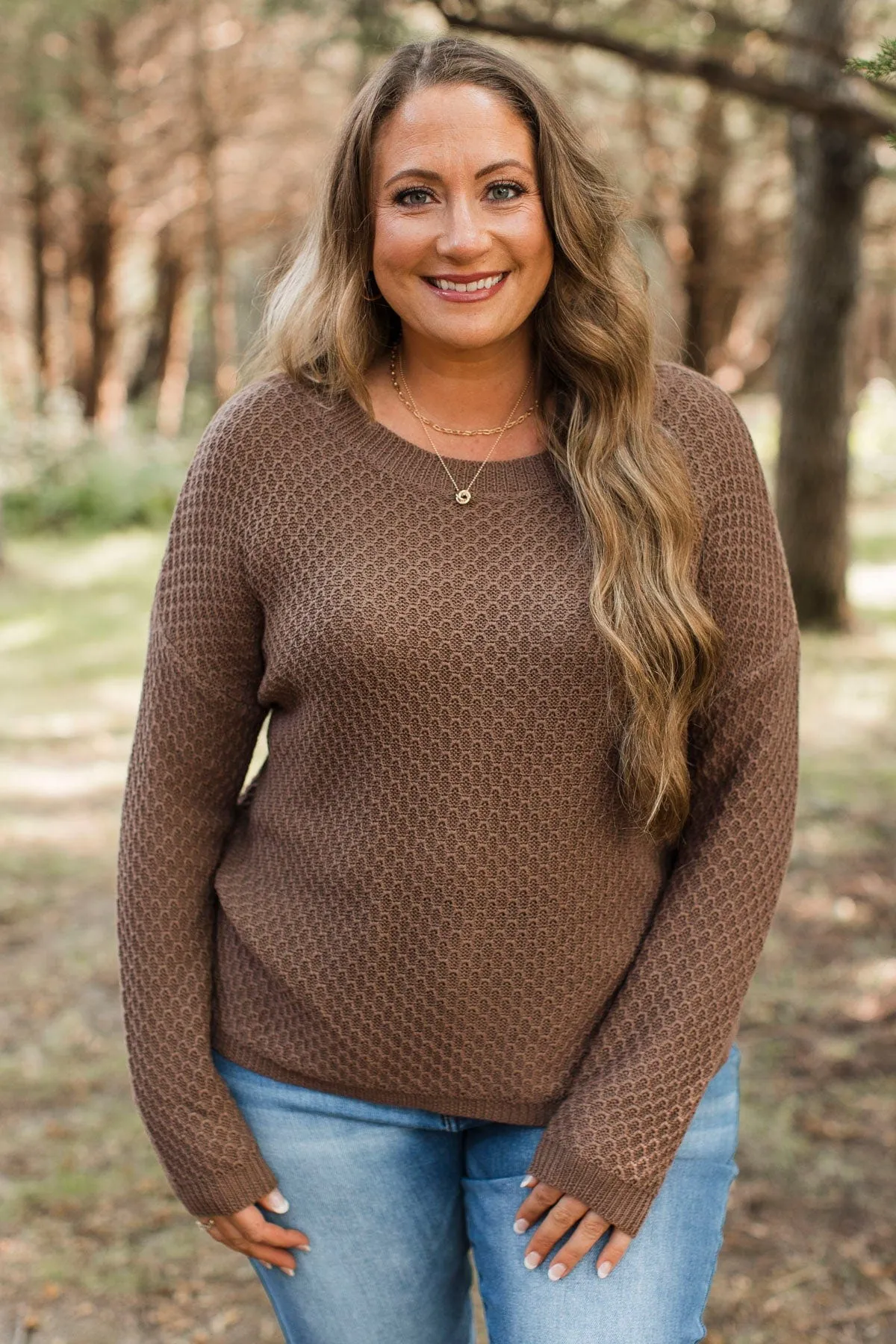Keep It Colorful Knit Sweater- Brown