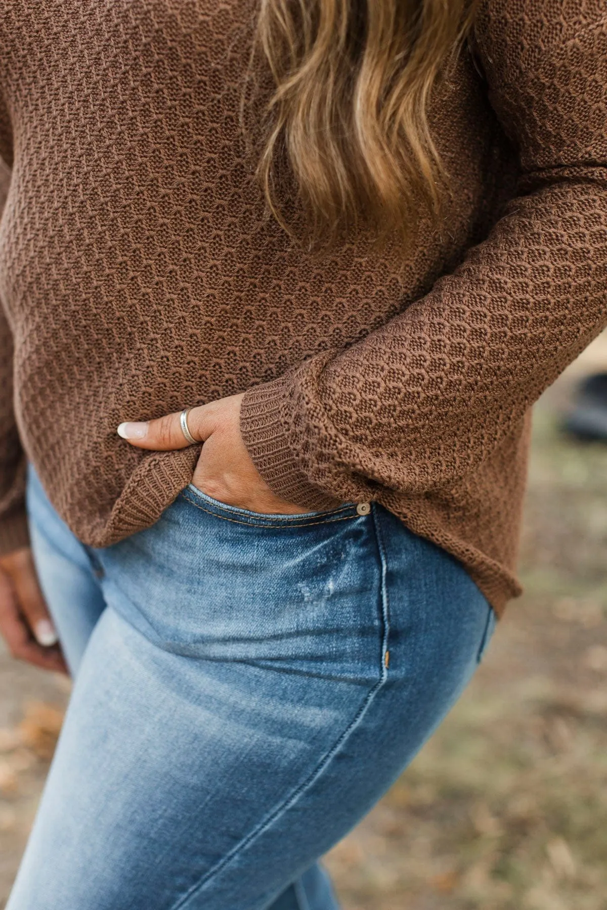 Keep It Colorful Knit Sweater- Brown