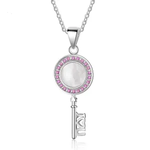 Key Shape Pendant Pearl Necklace