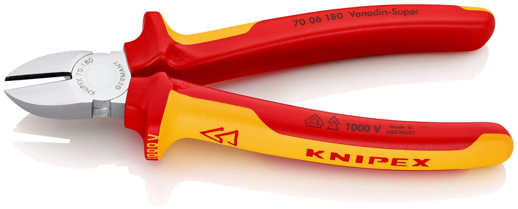 KNIPEX Diagonal Cutting Pliers Side Cutters 180mm VDE Insulated Multi Component Grips 70 06 180 SB