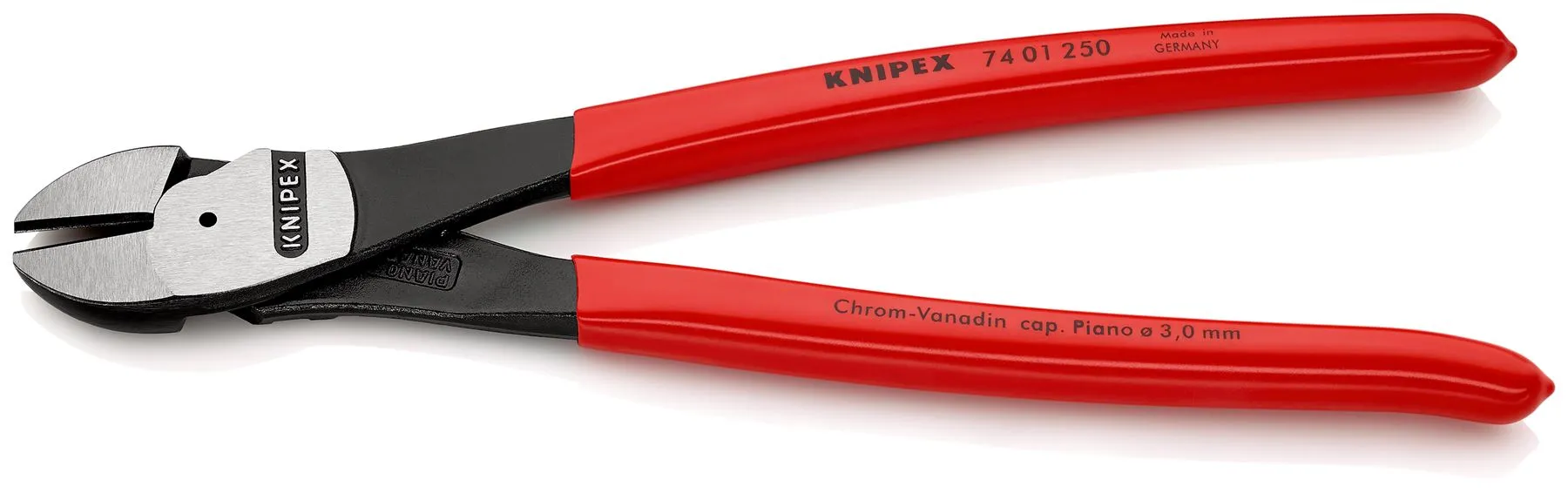 KNIPEX High Leverage Diagonal Side Cutting Pliers 250mm Polished Head 74 01 250