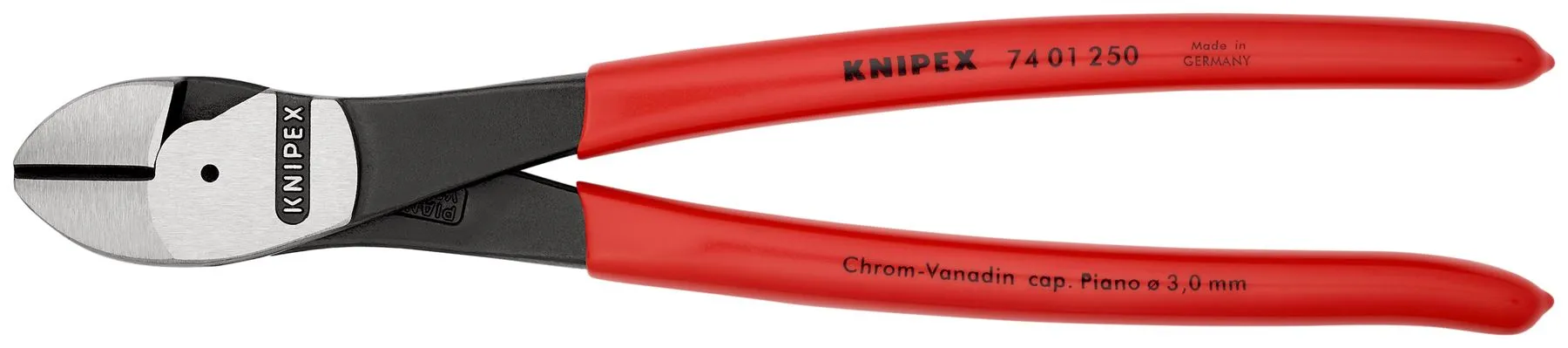KNIPEX High Leverage Diagonal Side Cutting Pliers 250mm Polished Head 74 01 250