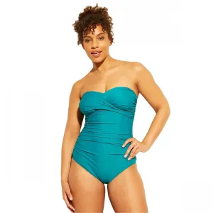 Kona Sol Women's Shirred Twist Bandeau One Piece Swimsuit