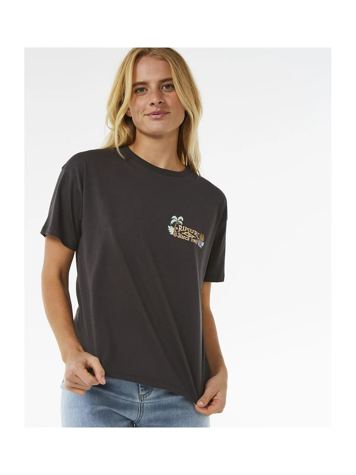 Koszulka RIP CURL Tiki Tropics Relaxed Tee czarny