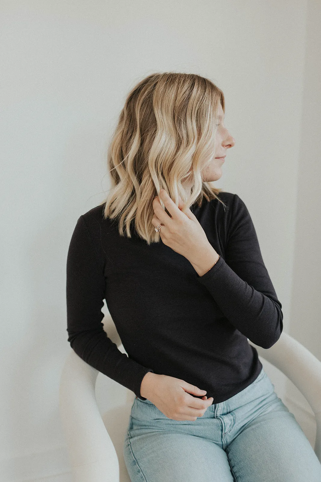 Ladies Ribbed Fitted Long Sleeve
