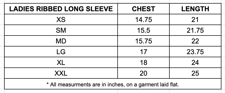 Ladies Ribbed Fitted Long Sleeve