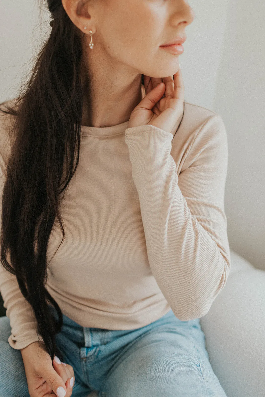 Ladies Ribbed Fitted Long Sleeve