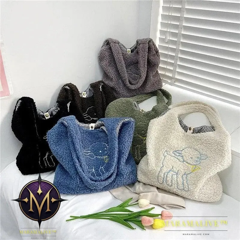 Lamb Bags Winter Shoulder Bag For Women Shopping Handbags