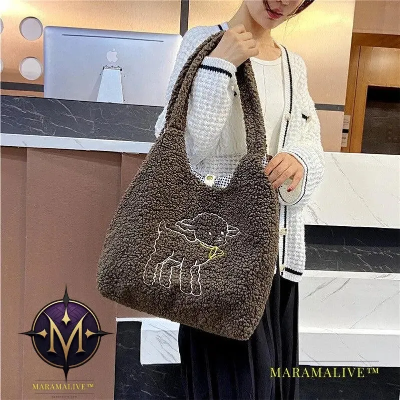 Lamb Bags Winter Shoulder Bag For Women Shopping Handbags