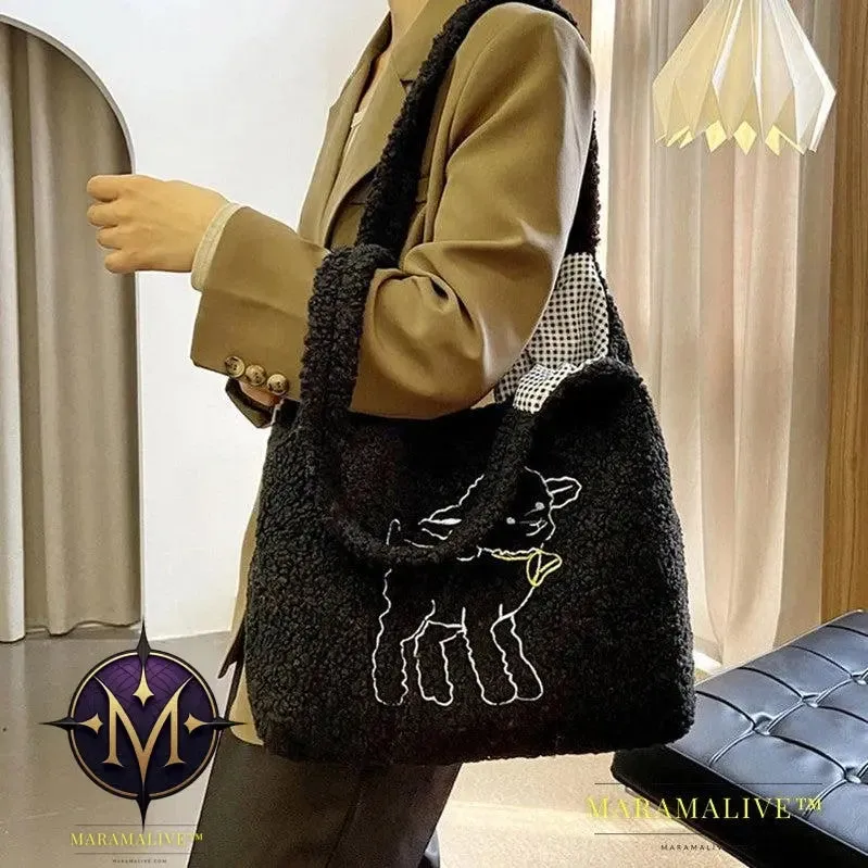 Lamb Bags Winter Shoulder Bag For Women Shopping Handbags