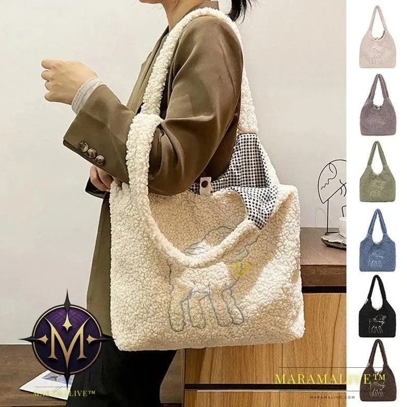 Lamb Bags Winter Shoulder Bag For Women Shopping Handbags