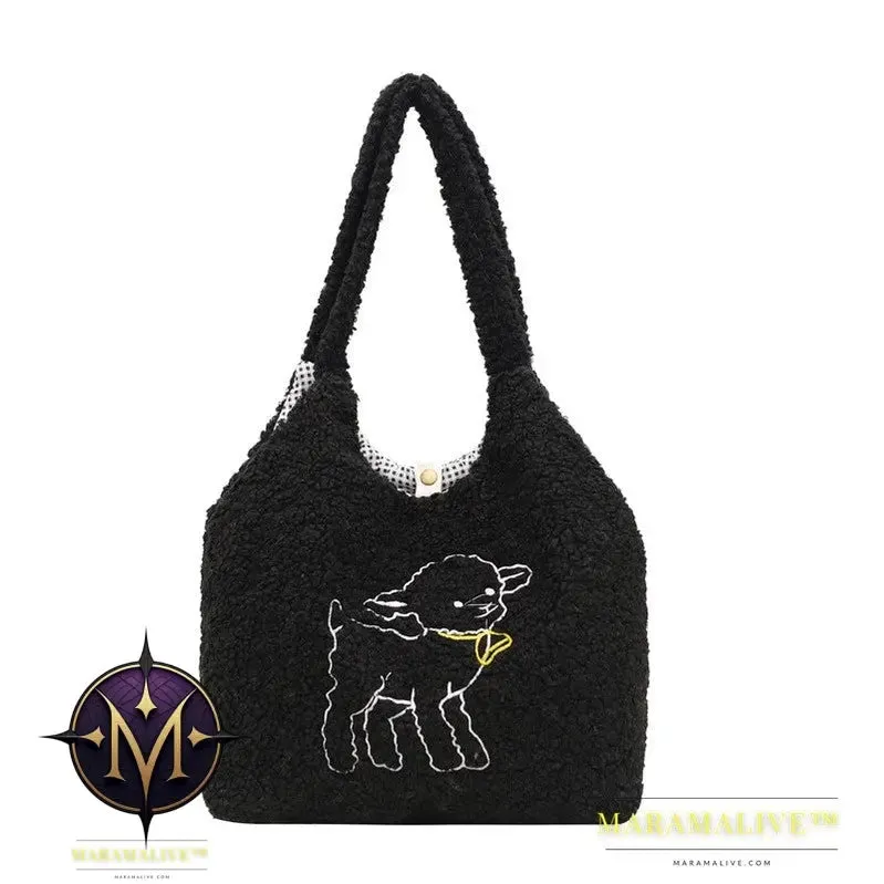 Lamb Bags Winter Shoulder Bag For Women Shopping Handbags