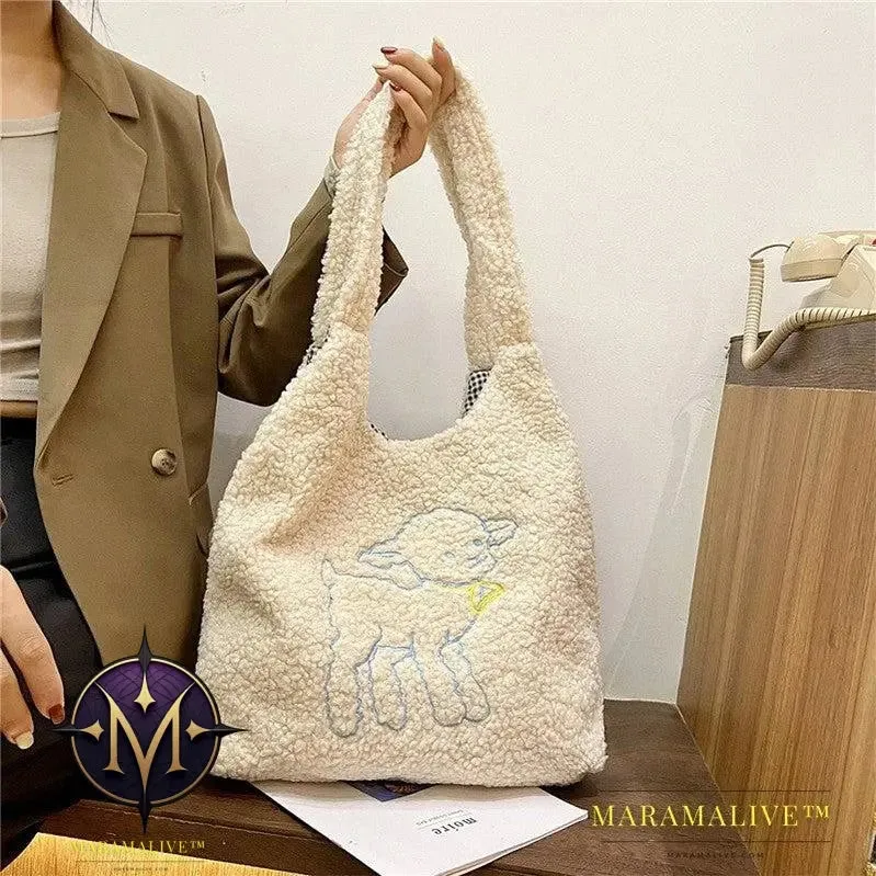 Lamb Bags Winter Shoulder Bag For Women Shopping Handbags