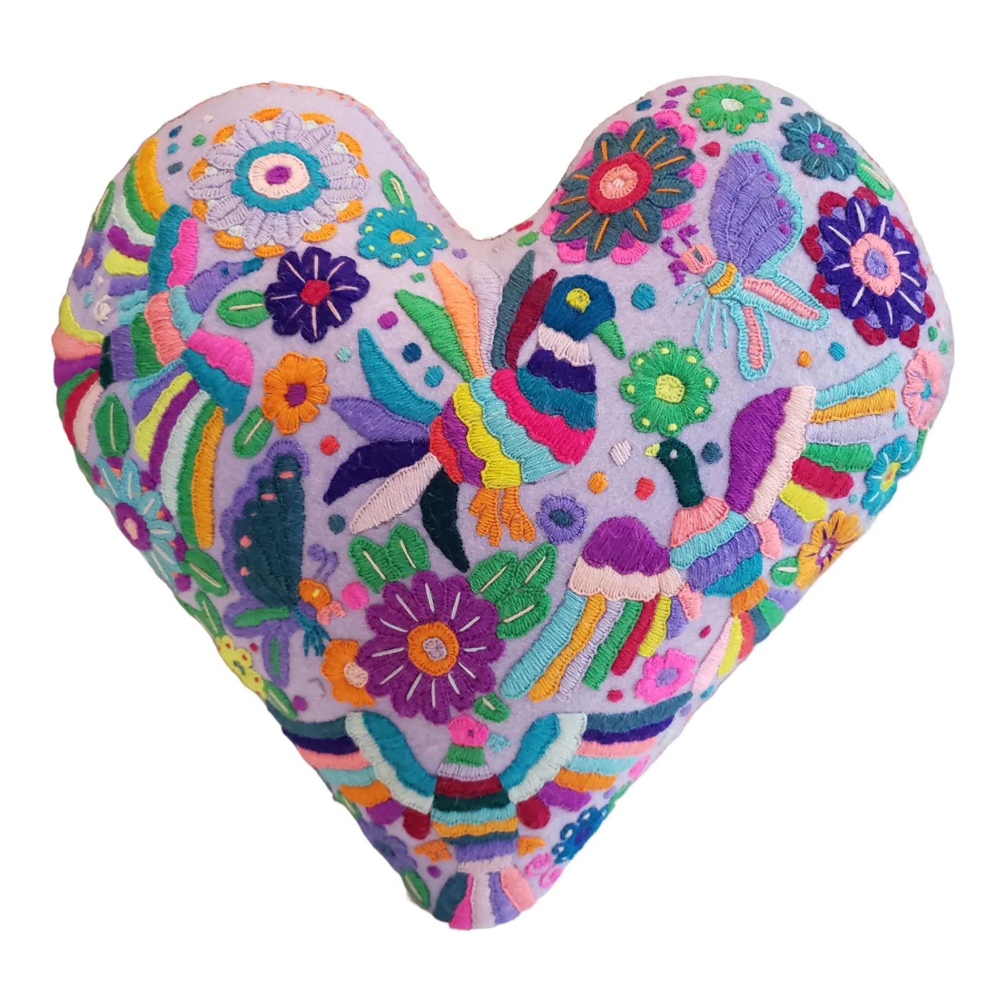 Large Heart Felt Embroidered Pillow