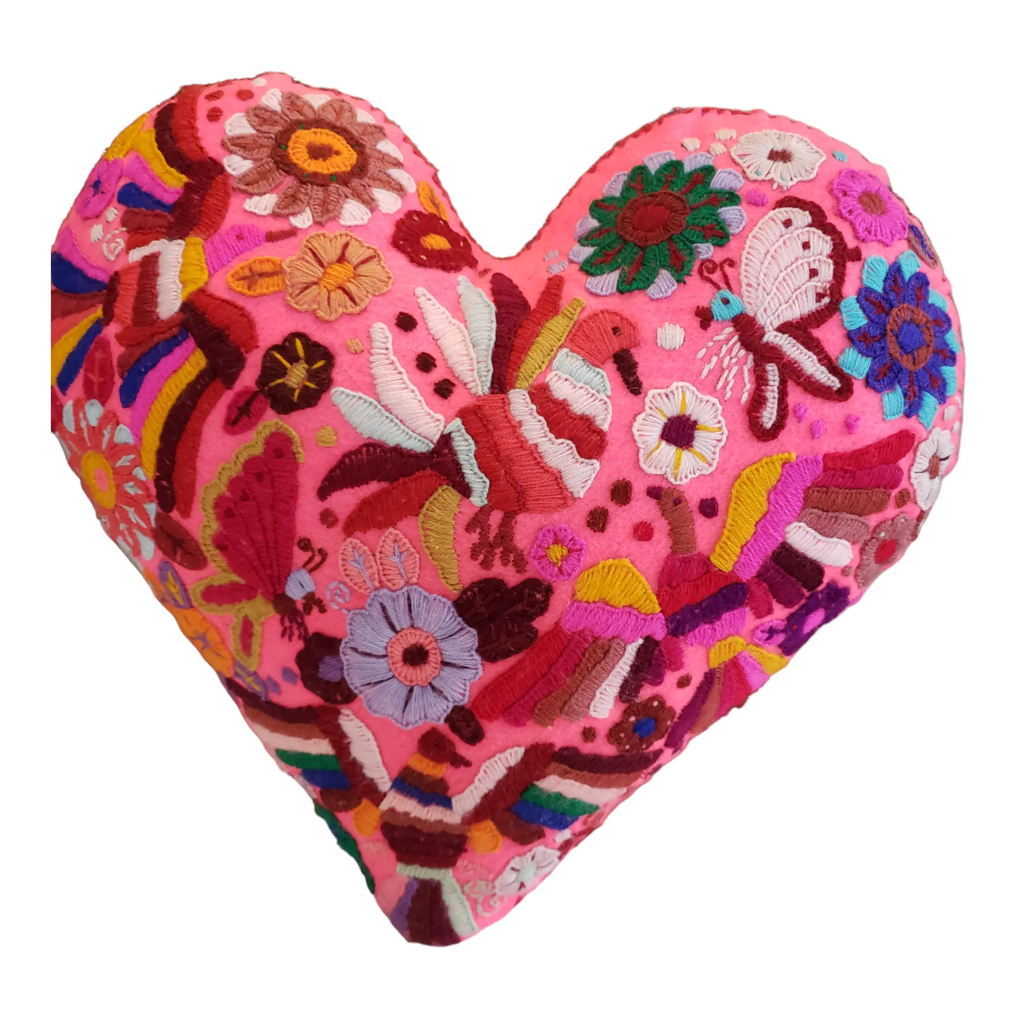 Large Heart Felt Embroidered Pillow