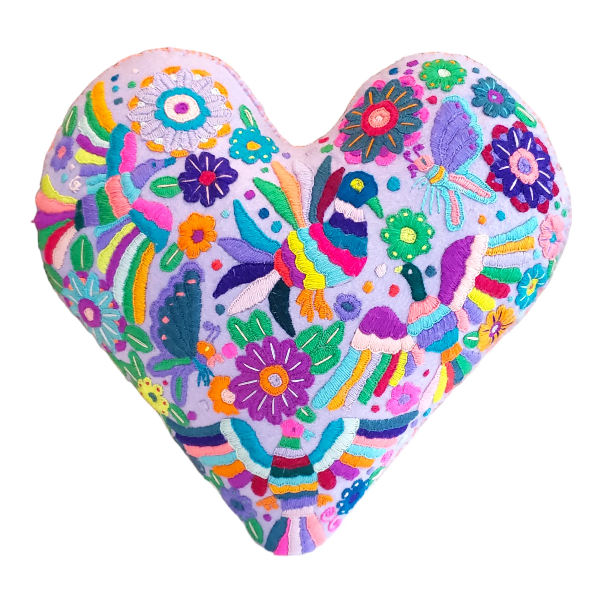 Large Heart Felt Embroidered Pillow