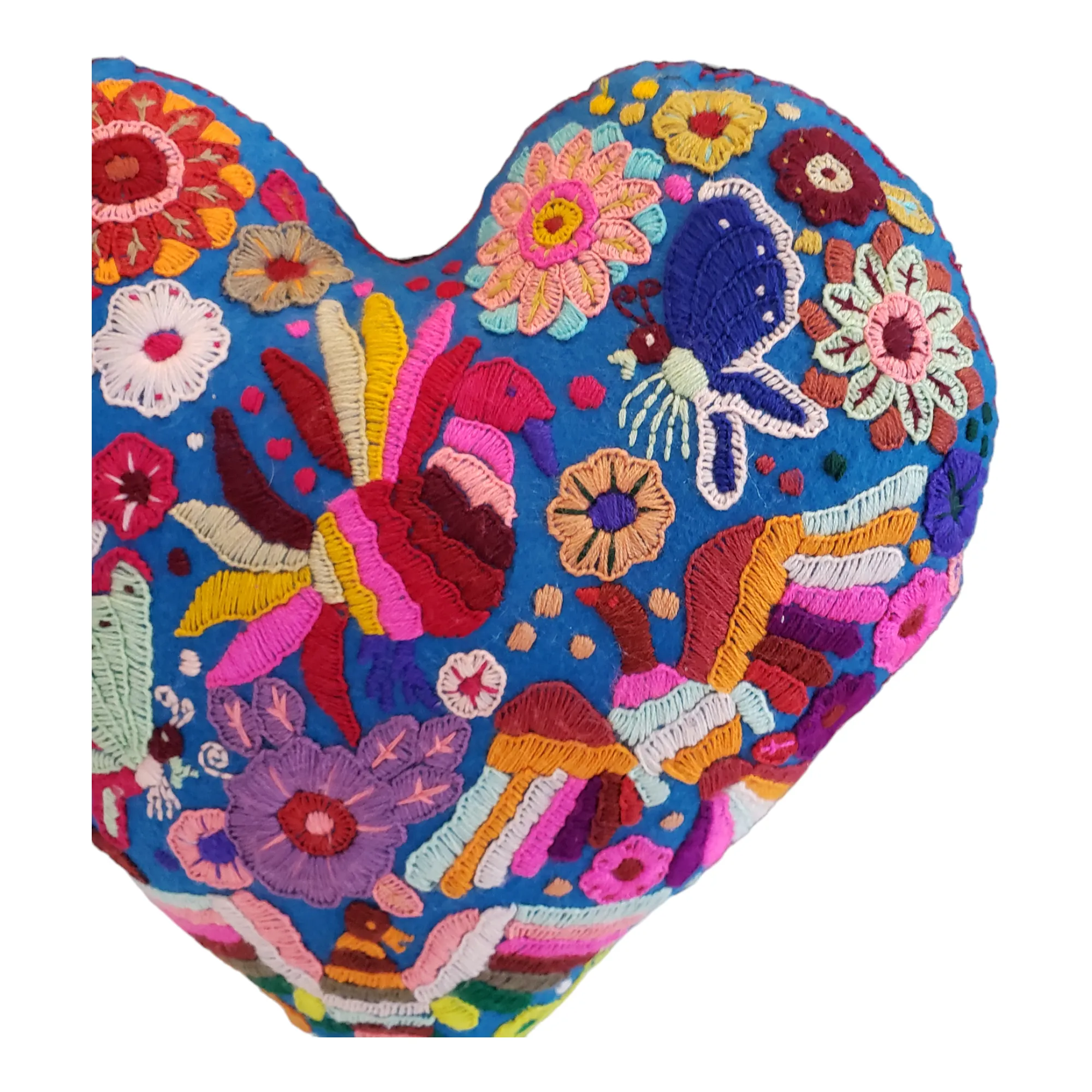 Large Heart Felt Embroidered Pillow