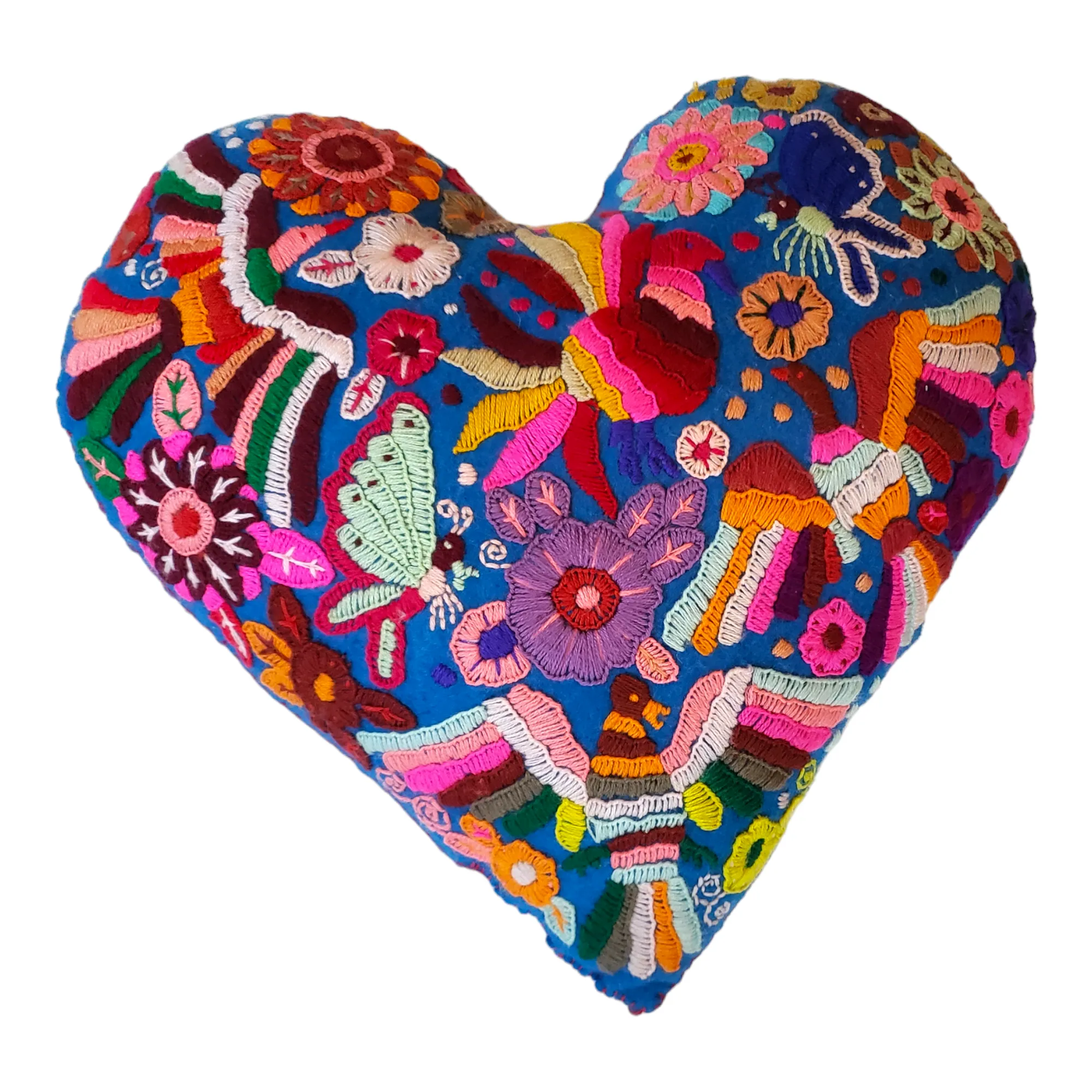 Large Heart Felt Embroidered Pillow