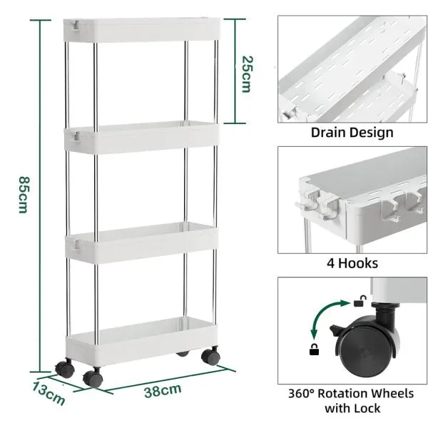 Layer Slim Storage Cart Rolling Storage Cart