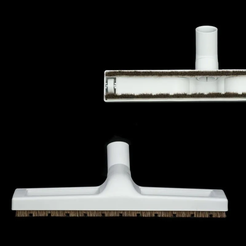 Light Grey Friction Fit Floor Brush With Wheels And Horsehair Bristles - 1 1/4" Neck x 14"