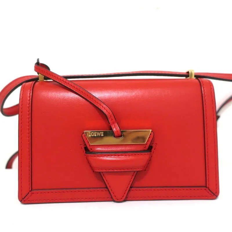 Loewe Barcelona Mini Shoulder Bag Red Leather Crossbody Flap Bag NEW