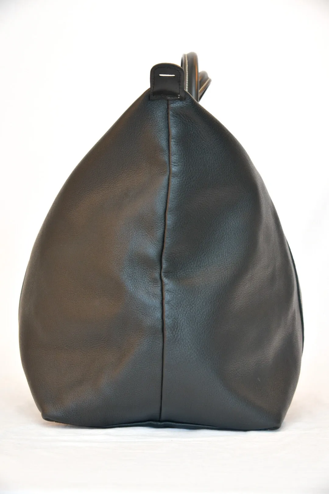 Longchamp Black Leather Top Handle Duffle