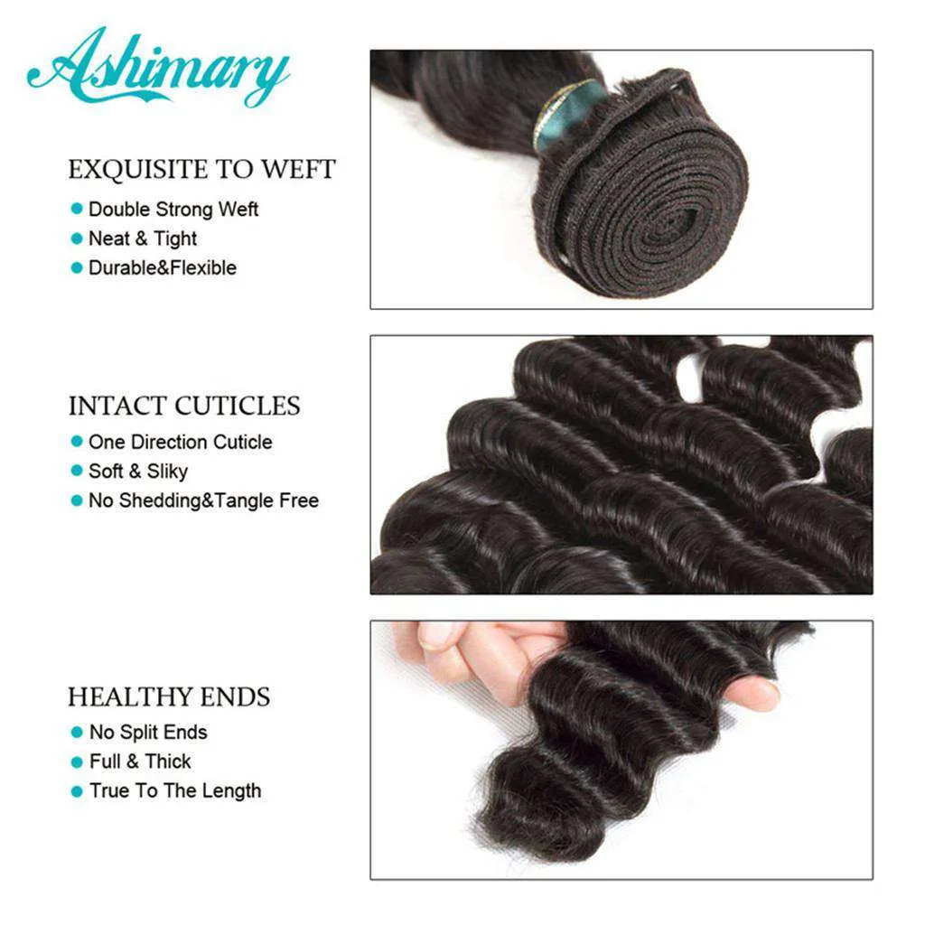 Loose Deep Wave Hair Bundles 9A 100% Human Hair Natural Color