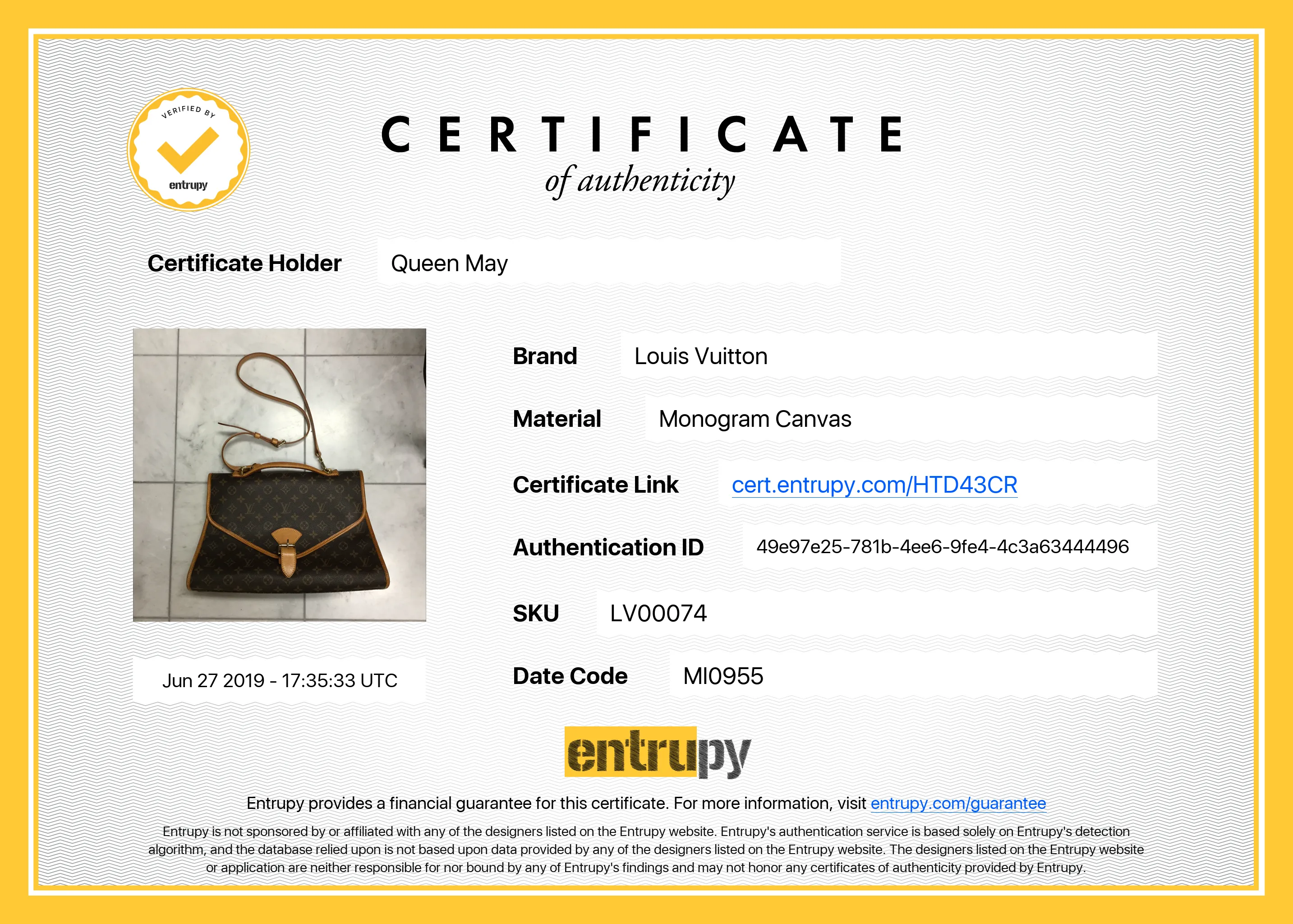 Louis Vuitton Bel Air Monogram Large Hand Bag